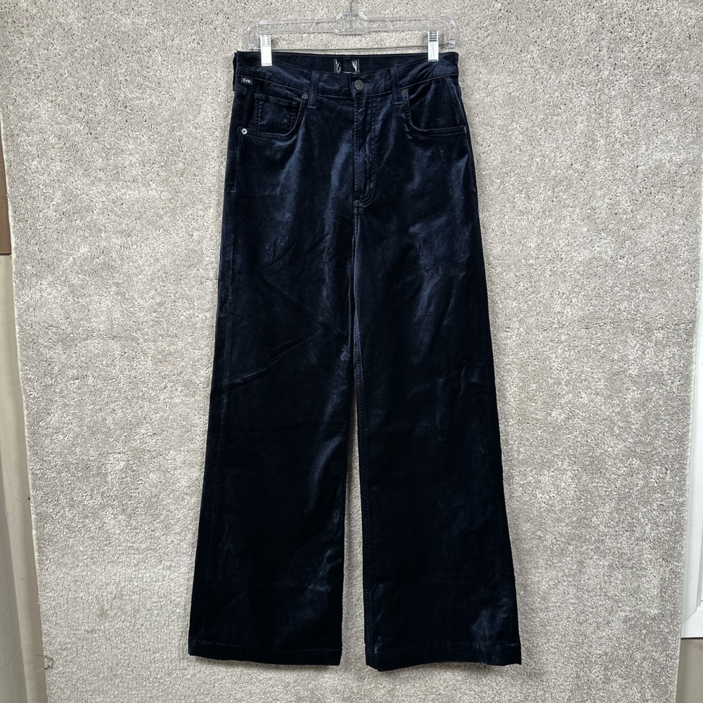 Citizens Of Humanity "Paloma" Wide Leg Velvet Pants in Navy Sz 27